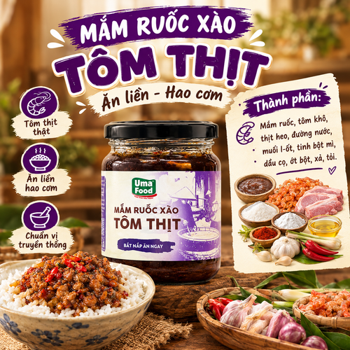 Mắm Ruốc Xào Tôm Thịt Ăn Liền Hao Cơm