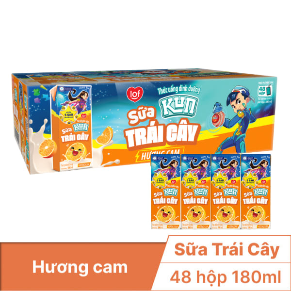 Sữa Kun Trái cây Hương Cam 180ml x 48 hộp