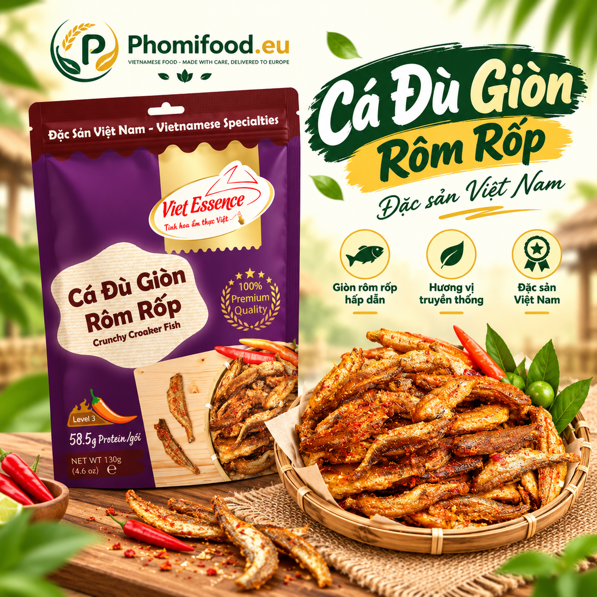Cá Đù Giòn Tẩm Vị 130g - Giòn Tan Rôm Rốp Siêu Ngon