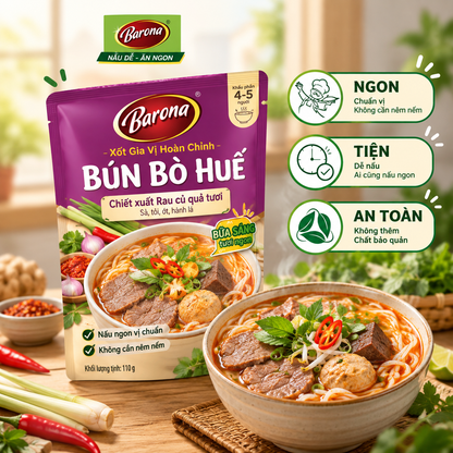 Gia Vị Bún Bò Huế Barona 110g ướp ngon chuẩn vị không cần nêm nếm