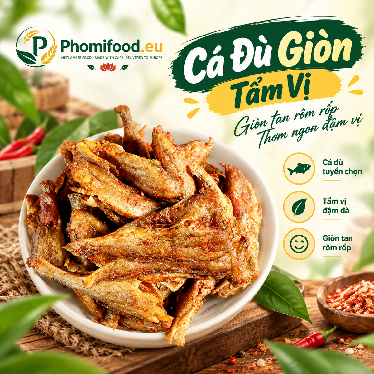 Cá Đù Giòn Tẩm Vị 130g - Giòn Tan Rôm Rốp Siêu Ngon