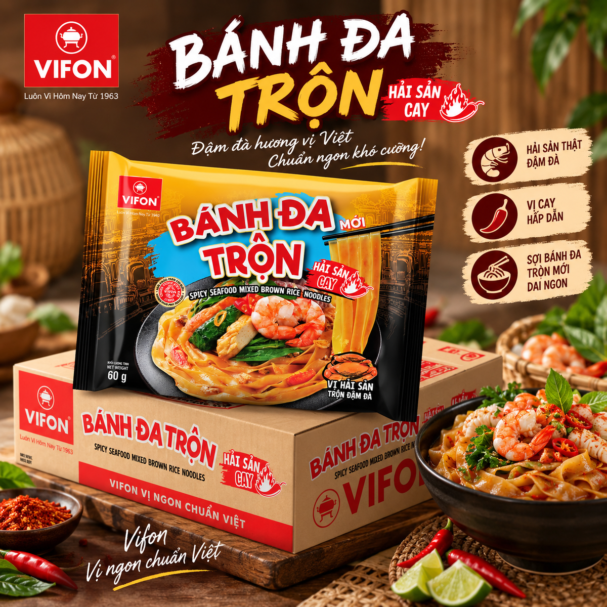 Combo 5 gói bánh đa trộn Vifon