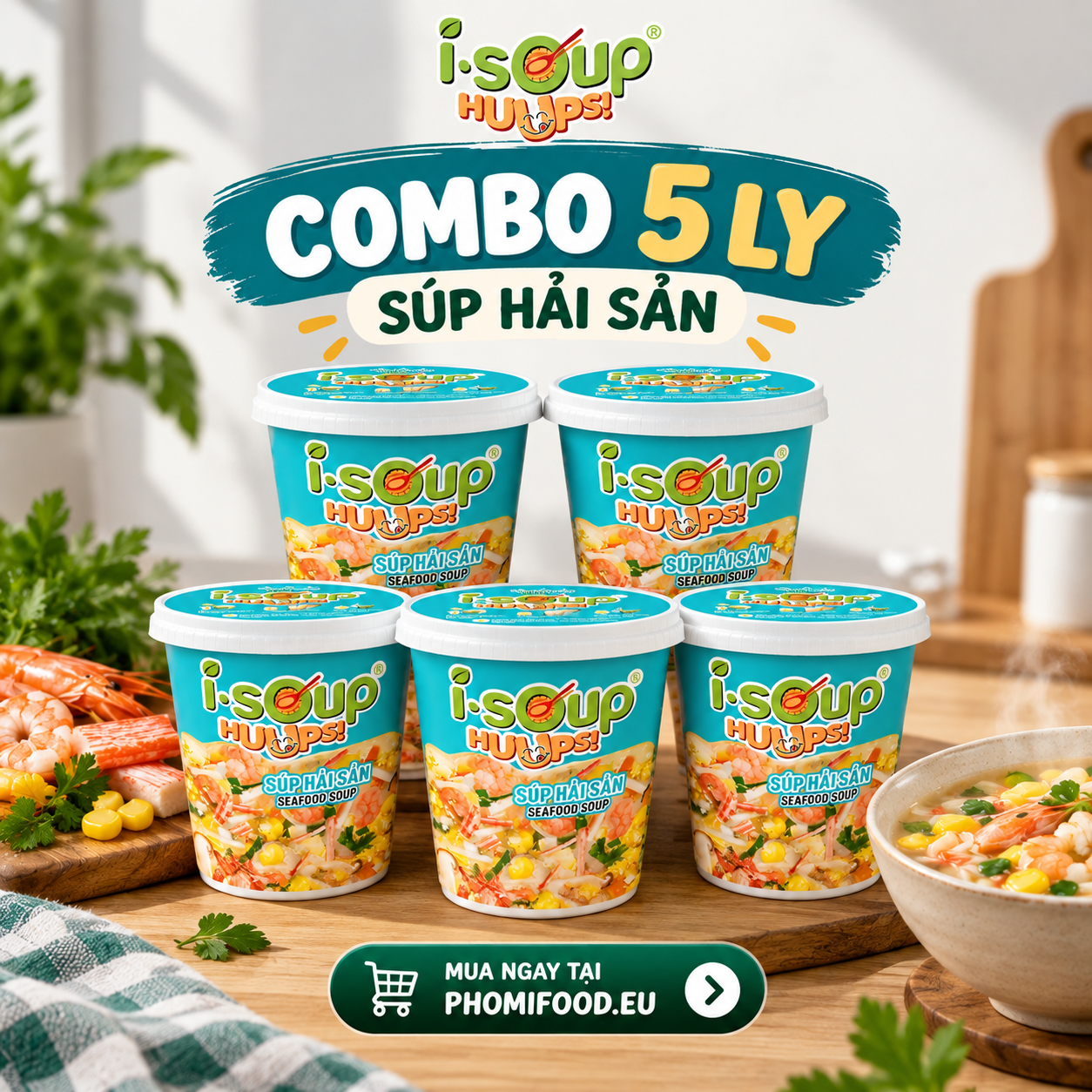 Combo 5 Ly Soup Hải Sản  I-SOUP