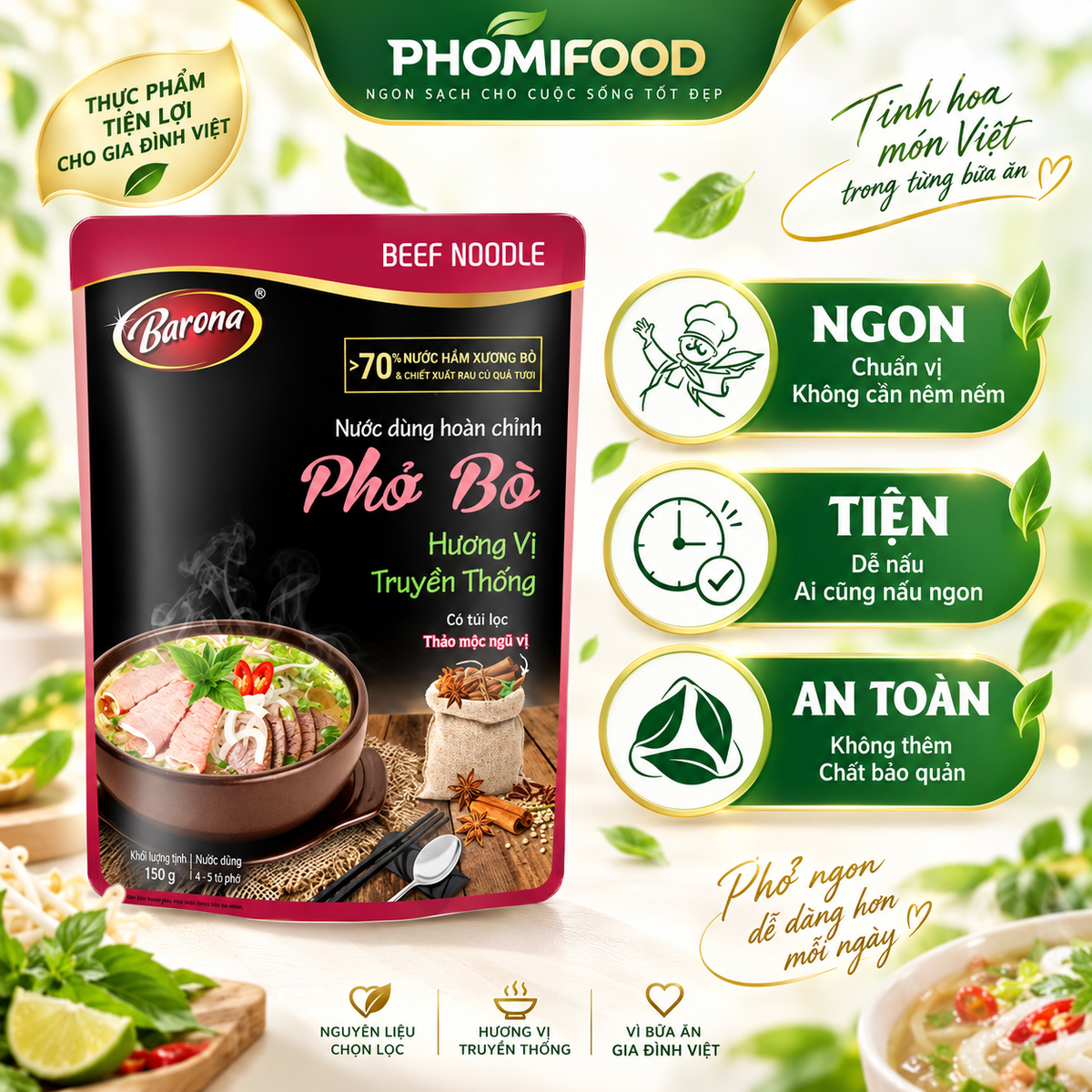 Gia vị nấu nước dùng hoàn chỉnh Barona - Phở Bò