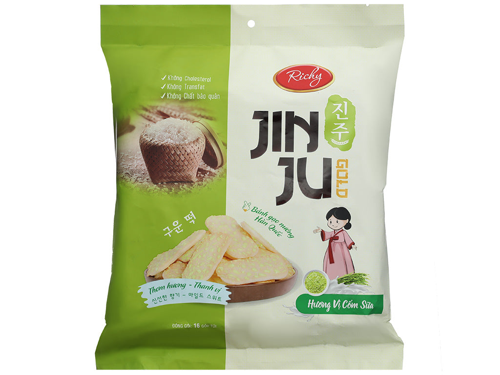 Bánh gạo Richy Jinju vị Cốm sữa 145g x 20 túi