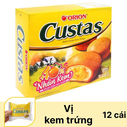Bánh Bông Lan Custas nhân Kem Trứng hộp 12 cái 282g x 8 hộp