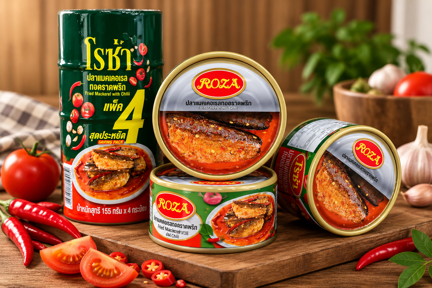 Combo 4 hộp cá thu chiên sốt tương ớt Roza