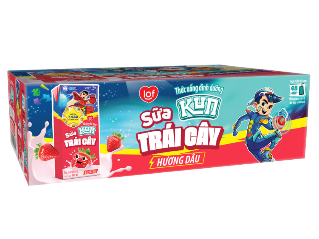 Sữa Kun Trái cây Hương Dâu 180ml x 48 hộp
