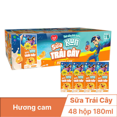Sữa Kun Trái cây Hương Cam 180ml x 48 hộp
